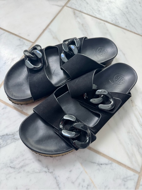 Tory Burch Shoes - Tory Burch Adrian Slide in Black Suede
